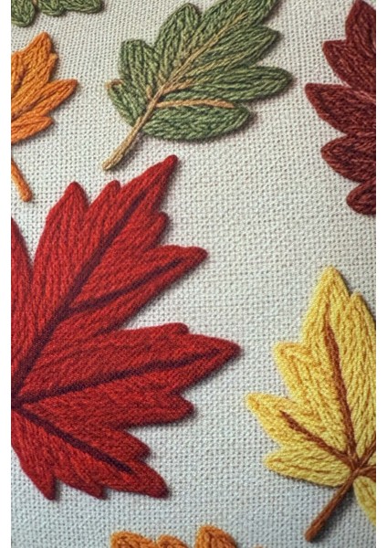 Yaprak Desenli Kırlent Kılıfı 3D Punch Nakış Efekt Dijital Baskılı 43X43CM fiyatları