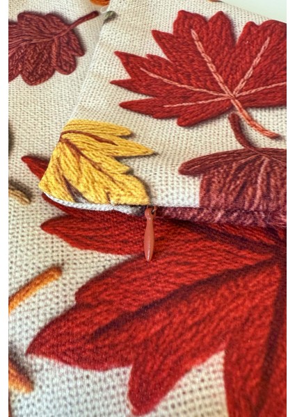 Yaprak Desenli Kırlent Kılıfı 3D Punch Nakış Efekt Dijital Baskılı 43X43CM modelleri