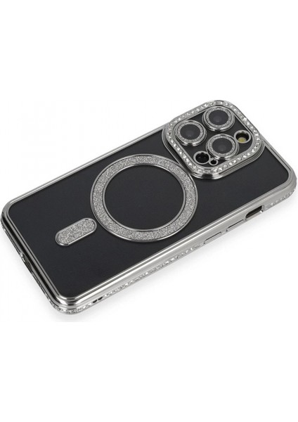 iPhone 14 Pro Max Kılıf Joke Simli Magneticsafe Kılıf - Gri modelleri