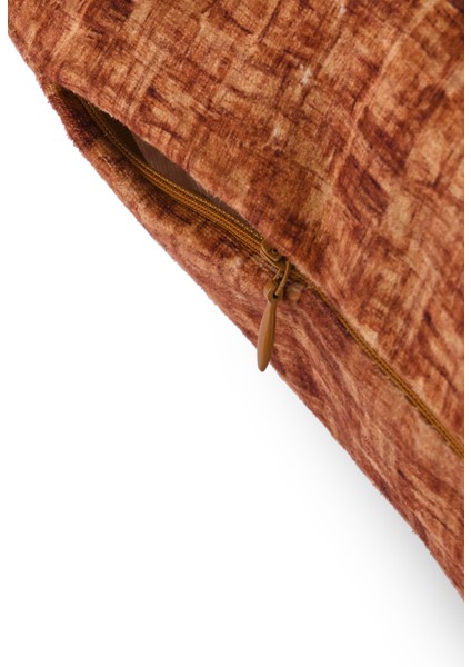 Ahşap Doku Desenli Deri Fitilli Kadife Kırlent Kılıfı 43X43CM modelleri