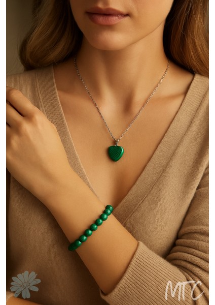 Malahit (Malachite) Doğal Taş Bileklik & Kolye