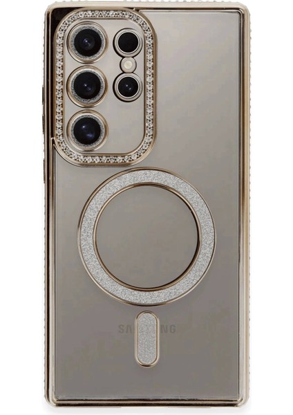 Samsung Galaxy S24 Ultra Kılıf Joke Simli Magneticsafe Kılıf - Gold fiyatları