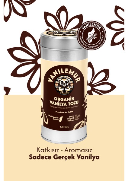 Organik Saf Vanilya Tozu 50 gr – %100 Doğal Kurutulmuş Madagaskar Vanilyası