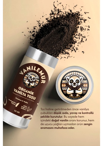 Organik Saf Vanilya Tozu 50 gr – %100 Doğal Kurutulmuş Madagaskar Vanilyası fiyatları