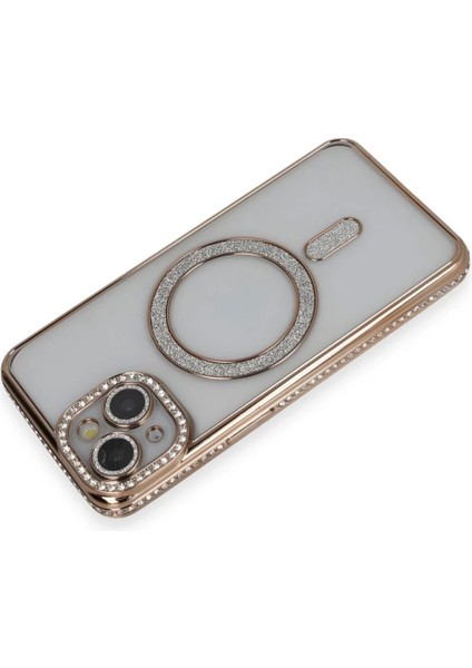 iPhone 13 Kılıf Joke Simli Magneticsafe Kılıf - Gold fiyatları