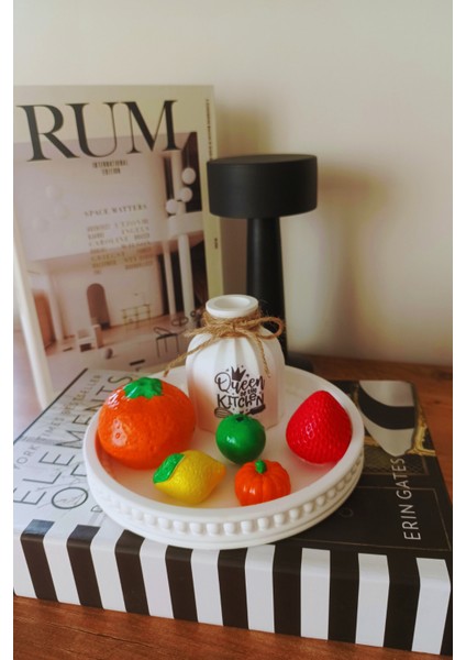 “dekoratif Meyve Biblo Seti & Queen Of The Kitchen Vazo – Yuvarlak Taş Tozu Tabaklı” fiyatları