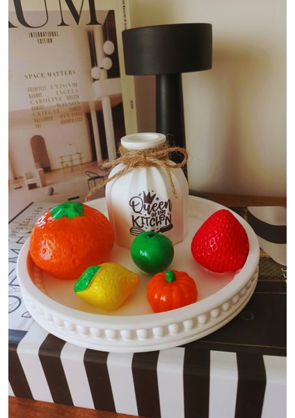 “dekoratif Meyve Biblo Seti & Queen Of The Kitchen Vazo – Yuvarlak Taş Tozu Tabaklı” fırsatları