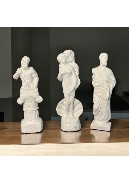 3’lü Yunan Heykel Seti – 13 cm Dekoratif Beton Figür modelleri