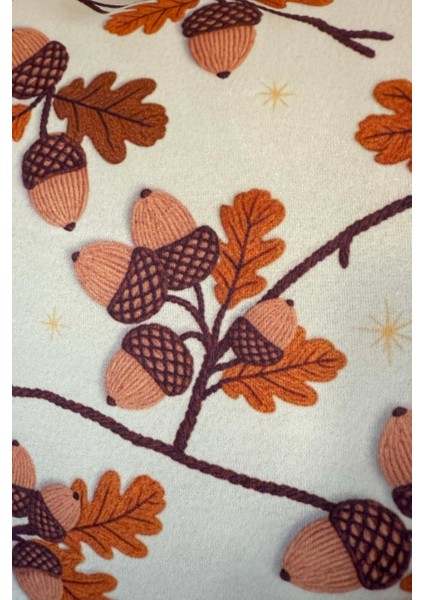 Sonbahar Meşe Palamudu Desenli Saçaklı Kırlent Kılıfı 3D Punch Nakış Efekt Dijital Baskılı 43X43CM fiyatları