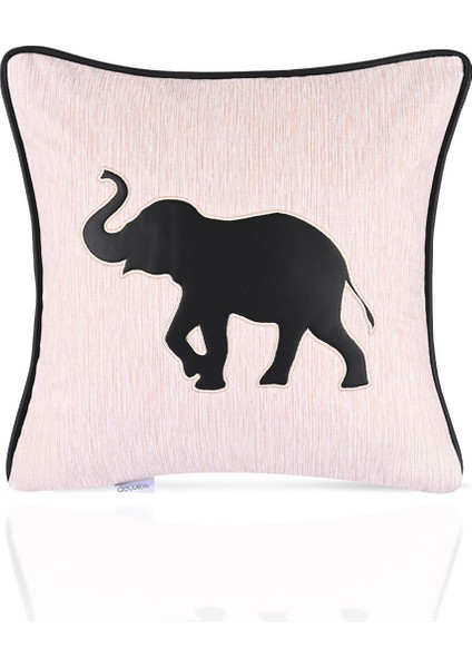 Fil Tasarım Deri Aplike Kadife Kırlent Kılıfı 43X43CM fiyatları