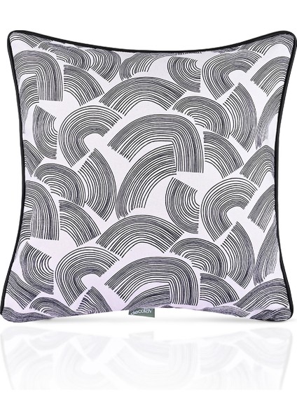 Minimalist Dalga Desenli Deri Fitilli Kadife Kırlent Kılıfı 43X43CM fiyatları