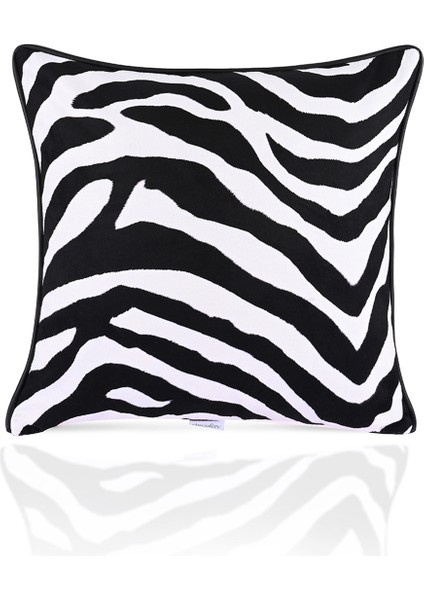 Zebra Desenli Deri Fitilli Kadife Kırlent Kılıfı 43X43CM fiyatları