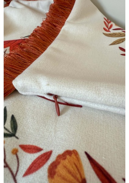 Hello Autumn Saçaklı Sonbahar Kırlent Kılıfı 3D Punch Nakış Efekt Dijital Baskılı 43X43CM modelleri