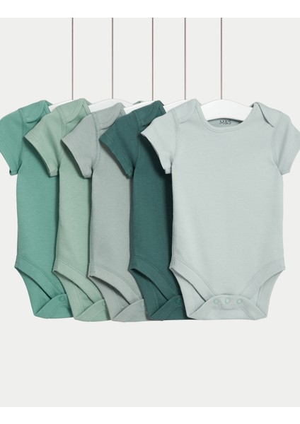 5'li Saf Pamuklu Bodysuit (0-3 Yaş)