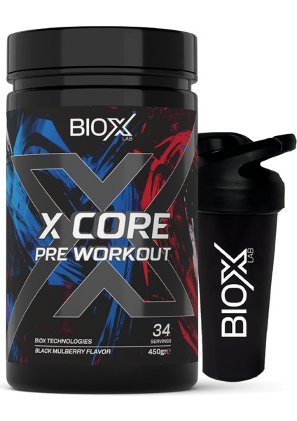 Bioxlab X-Core Preworkout Karadut Aroma 450 gr 34 Servis Pre-Workout
