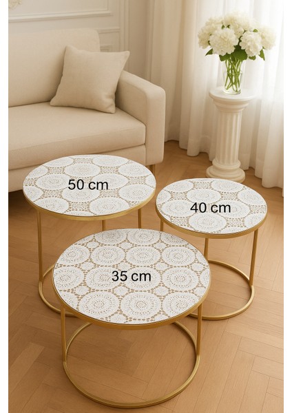 Lüks Sehpa Örtüsü Takımı 3'lü Sehpa Örtüsü Seti Otantik ve Şık Tasarım Su Geçirmez Leke Tutmaz fiyatları