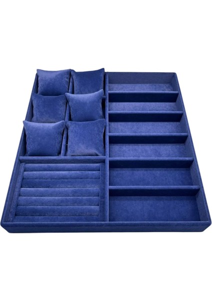 Miami Model Süet Kumaş Lacivert Renk 38 cm /34 cm Takı Sergileme Çekmece Içi Stand fiyatları