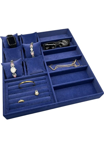 Miami Model Süet Kumaş Lacivert Renk 38 cm /34 cm Takı Sergileme Çekmece Içi Stand modelleri