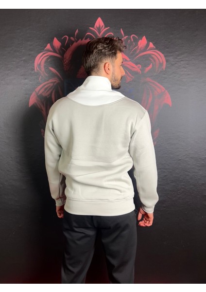 Fermuarlı Baskılı Dik Yaka %100 Pamuk Sweatshirt fırsatları