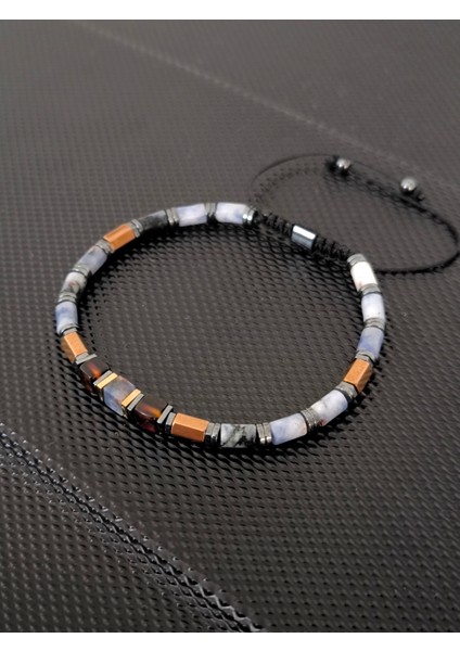 Silindir Kesim Sodalit-Damla Kehribar-Hematit Doğaltaş Bileklik Takı Aksesuar Erkek Bileklik Kadın Bileklik indirimleri