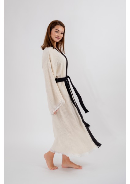 Müslin Kimono %100 Pamuklu Kaplan Baskılı Desenli Bornoz Kaftan Sabahlık fırsatları
