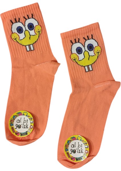 3'lü Sünger Bob Temel Reis ve Minion Rush Desenli Kolej Set Çorap