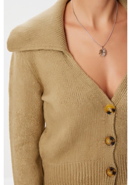 Polo Yaka Düğmeli Triko Hırka LMT0034 Zeytin Yeşili modelleri