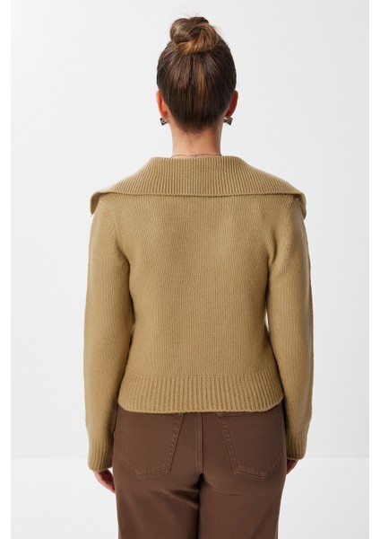 Polo Yaka Düğmeli Triko Hırka LMT0034 Zeytin Yeşili fırsatları