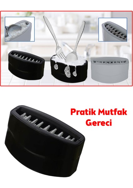 Pratik Mutfak Gereci, Hijyenik Vantuzlu Çatal Kaşık Bıçak Yıkama Fırçası (Çift Fırçalı) fırsatları