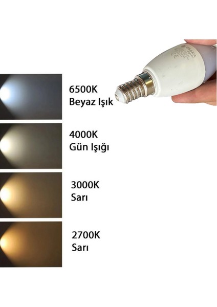 (10 adet) Osaka 9W (70W) Beyaz Işık (6500K) E14 Duylu (Ince Duy) LED Mum Ampul indirimleri