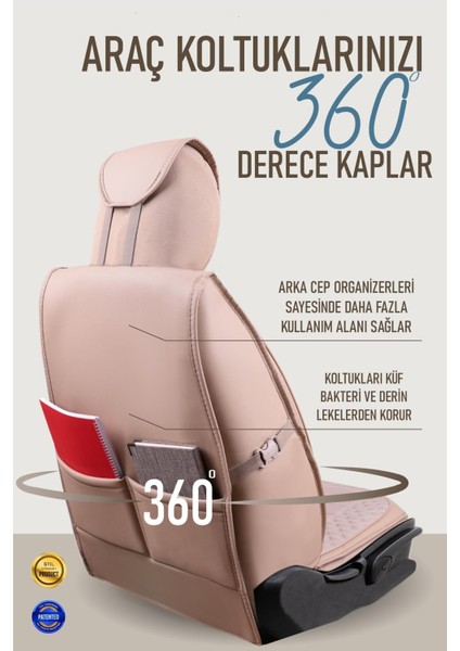 Audi Q3 ile Uyumlu Lüx Deri Oto Koltuk Kılıfı Ön Arka Takım Saturn Bej fırsatları