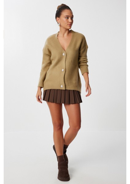 Şık Düğmeli Yumoş Triko Hırka LMT0032 Zeytin Yeşili fiyatları