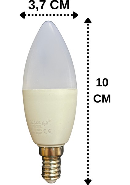 (4 adet) Osaka 9W (70W) Sarı Işık (3000K) E14 Duylu (Ince Duy) LED Mum Ampul modelleri