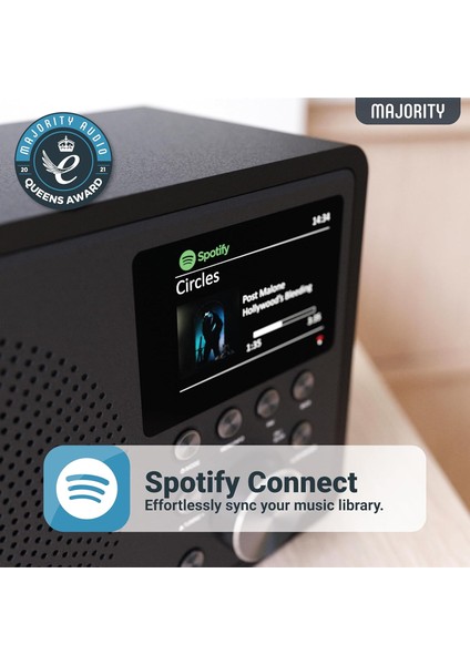 Majorıty Touro Dab+ Internet Radyosu | Bluetooth, Wifi, Spotify Connect, Dsp Hoparlör, Podcast, Uygulama Kontrollü, Mutfak & Ev Dijital Radyo (Siyah) fırsatları