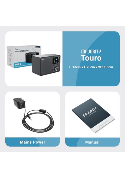 Majorıty Touro Dab+ Internet Radyosu | Bluetooth, Wifi, Spotify Connect, Dsp Hoparlör, Podcast, Uygulama Kontrollü, Mutfak & Ev Dijital Radyo (Siyah) indirimleri