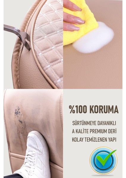 Toyota Hilux ile Uyumlu Lüx Deri Oto Koltuk Kılıfı Ön Arka Takım Saturn Bej