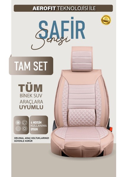 Isuzu D-Max ile Uyumlu Lüx Deri Oto Koltuk Kılıfı Ön Arka Takım Saturn Bej fiyatları