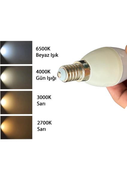 (10 adet) Osaka 6W (50W) Günışığı (4000K) E14 Duylu (Ince Duy) LED Mum Ampul indirimleri