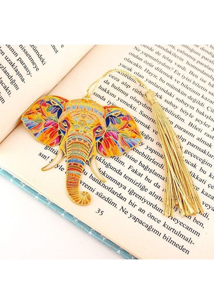 Renkli Fil Şans Tılsımı Kitap Ayracı Metal Ayraç Püsküllü Bookmark AY068 modelleri