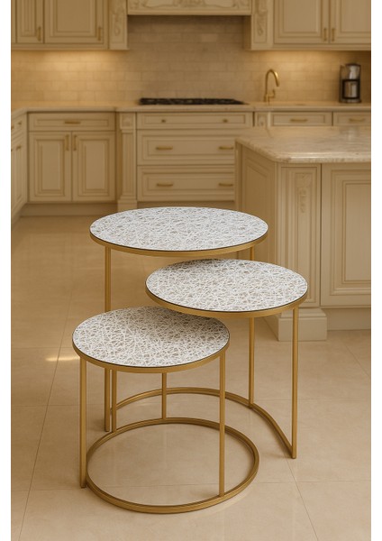 Dekoratif Şık Pvc 3’lü Sehpa Örtüsü Seti Çeyizlik Salon ve Oturma Odası Için Modern Tasarım Takım Silinebilir fiyatları