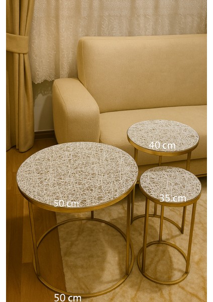 Dekoratif Şık Pvc 3’lü Sehpa Örtüsü Seti Çeyizlik Salon ve Oturma Odası Için Modern Tasarım Takım Silinebilir modelleri