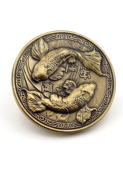 Koi Fish Kabartma Japon Balığı Talih Iyi Şans Coin Metal Para CP061