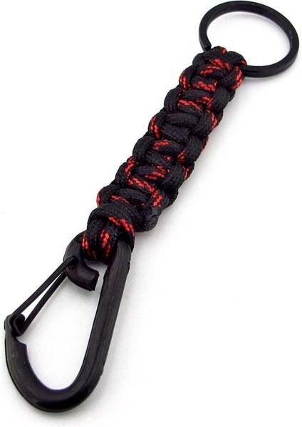 Siyah Kanca Outdoor Hook Kampçı Siyah Kırmızı Paracord Örgü KC297