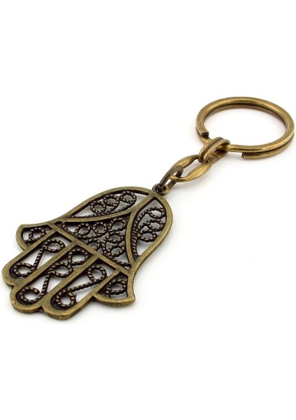 Fatma Ana Eli Desenli Khamsa Bereket Nazar Bronz Metal Anahtarlık KC246 fiyatları