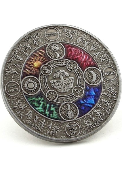 Ygg Drasil Hayat Ağacı Ayın ve Güneşin Evreleri Coin Metal Hatıra Parası CP046