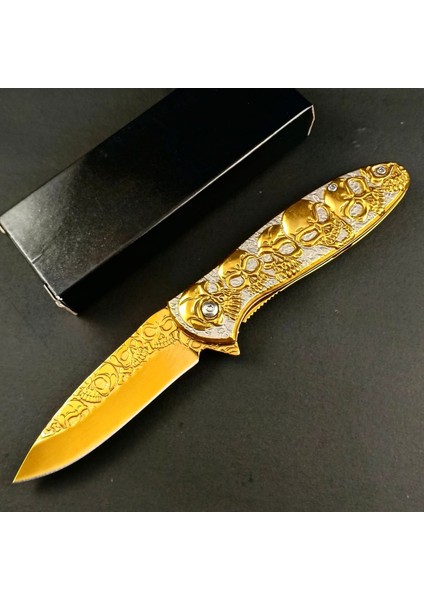 Kuru Kafa Desenli Gold Çakı