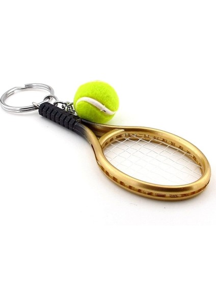 Gold Tone Sarı Tenis Raketi ve Topu Pvc Anahtarlık KC348 fiyatları