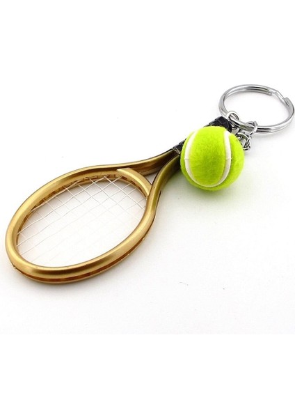 Gold Tone Sarı Tenis Raketi ve Topu Pvc Anahtarlık KC348 modelleri