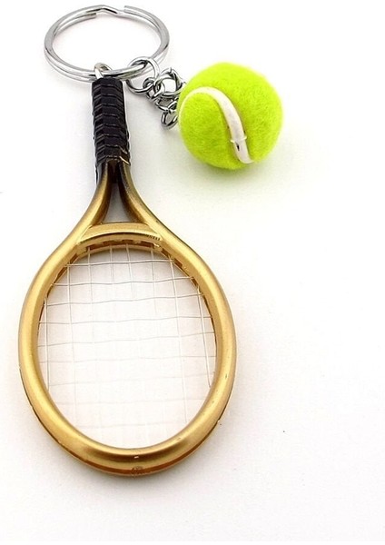 Gold Tone Sarı Tenis Raketi ve Topu Pvc Anahtarlık KC348 fırsatları