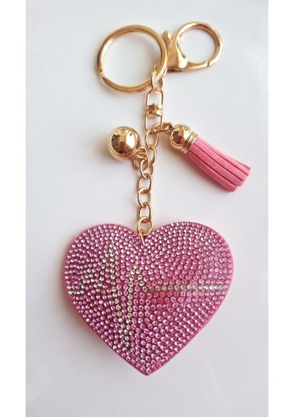 Hediyelik Zirkon Taşlı Şeker Pembe Anahtarlık